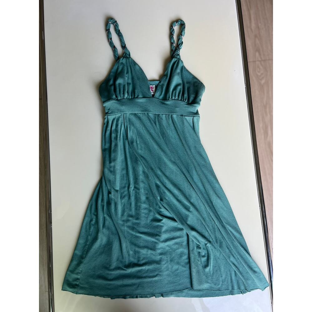 Love YaYa Green Mini Dress 2 – Y2K Braided Strap Sweetheart Vibe